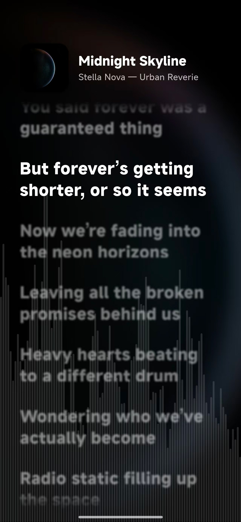 Vynody mobile lyrics interface
