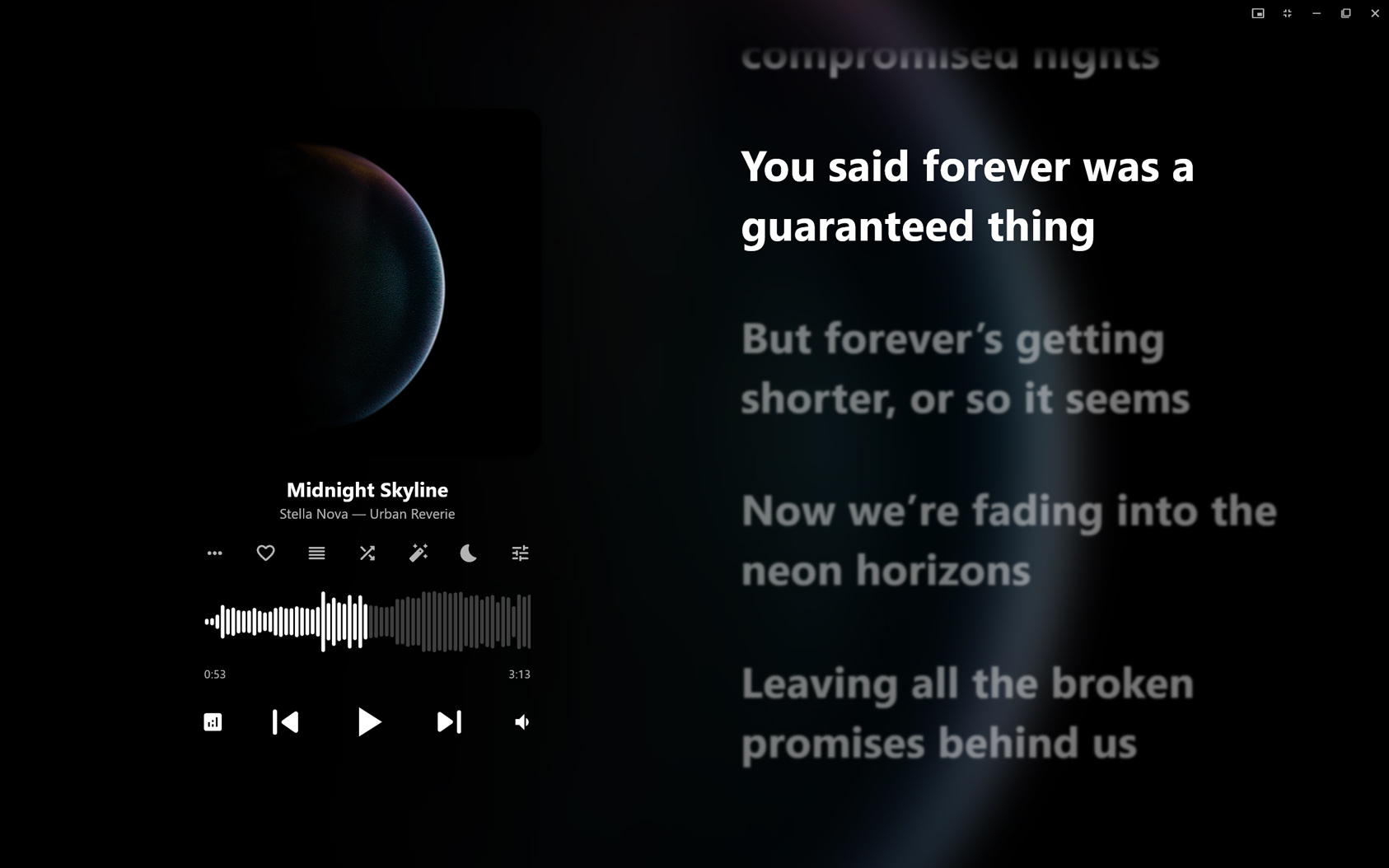 Vynody desktop player interface